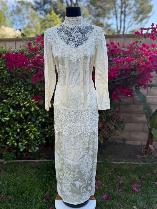 Jessica McClintock Dresses & Skirts - Jessica McClintock OffWhite Lace High-Neck Long Sleeve Wedding Top and Skirt Set